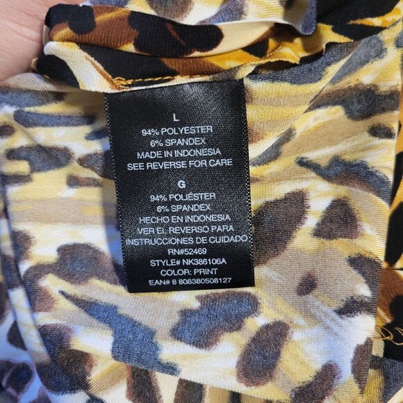 Norma Kamali boat neck sleeveless fitted cheetah print midi dress, size large - Picture 4 of 5